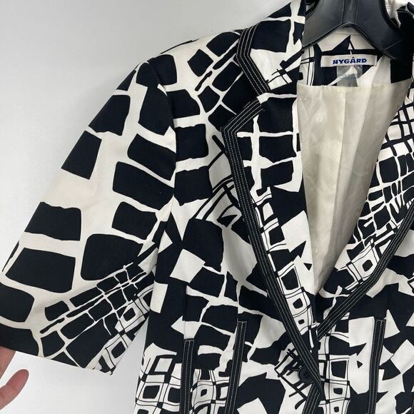 NYGARD Collection Women's Cotton Fully Lined Jacket Blazer Black and White Small - Picture 8 of 12